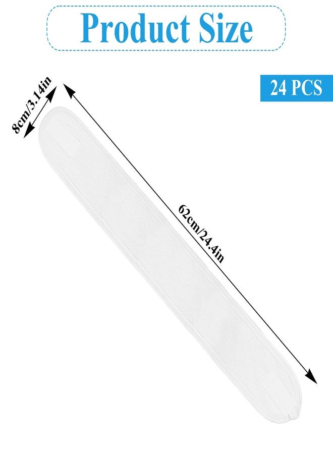 AojSup 24 Pcs Spa Facial Headband Set - Premium 100% Cotton Esthetician Headbands for Facials, 24.4 x 3.14 Inch Adjustable Hair Wrap for Women, Makeup & Skincare (White) - Image 2